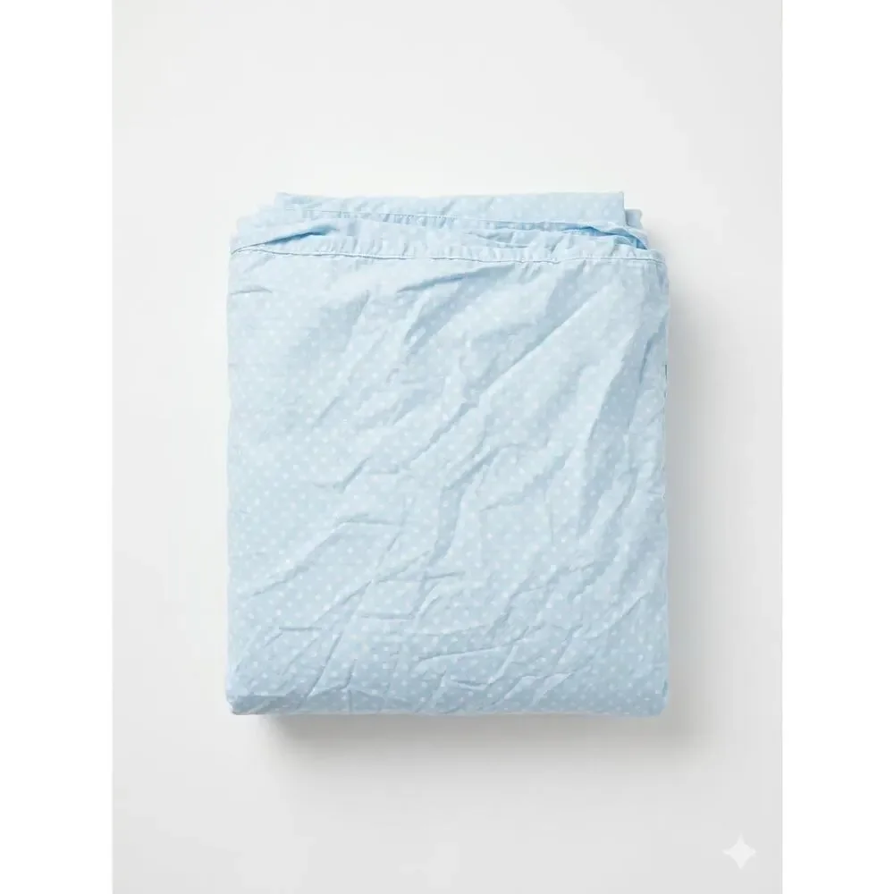 Pottery Barn Kids Cotton Light Blue Polka Dot Queen Duvet Cover Preppy